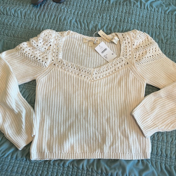 saltwater LUXE Sweaters - saltwater LUXE V-Neck White Sweater
